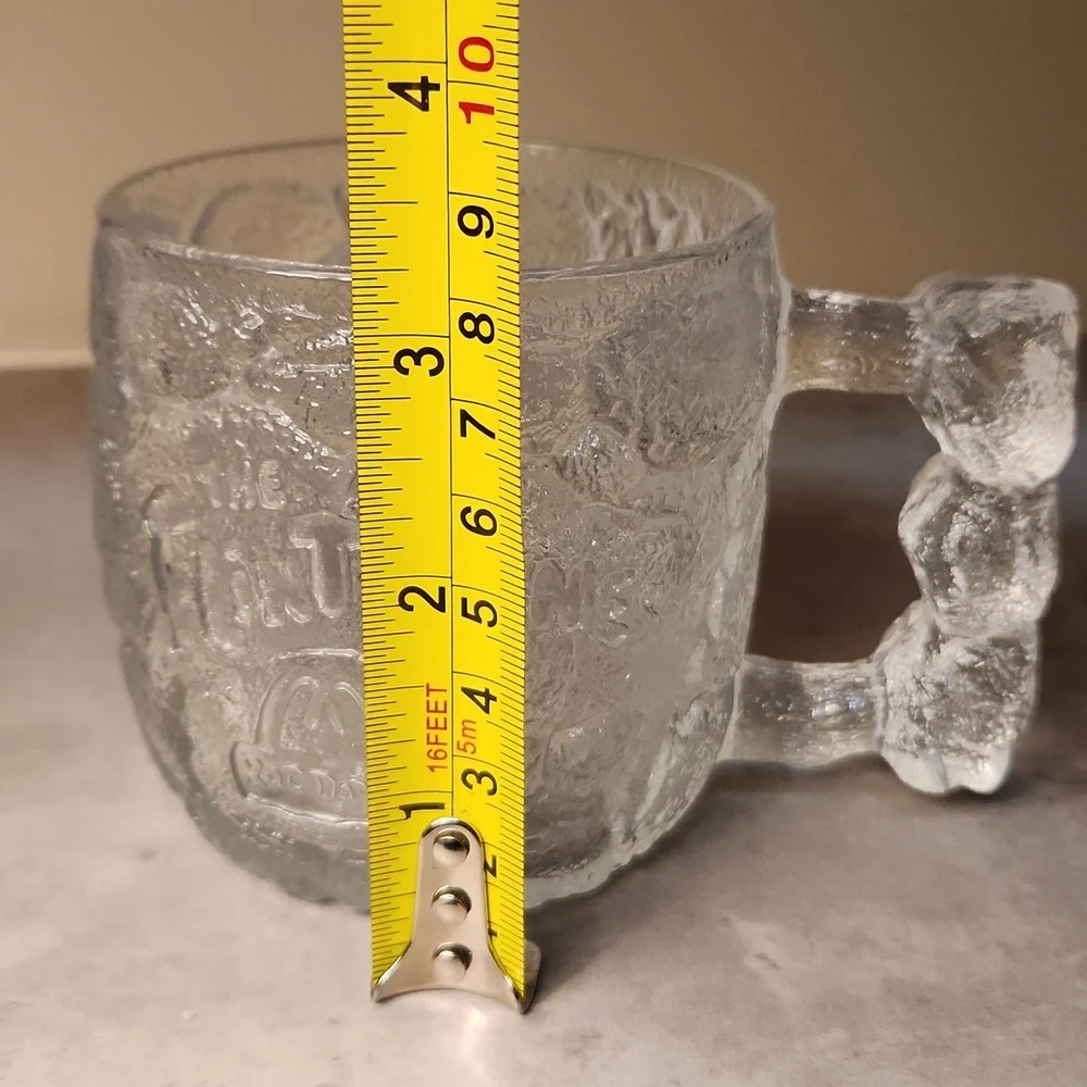 Vintage 1993 McDonalds RocDonald's The Flintstones Glass Drinking Mug W/ Handle